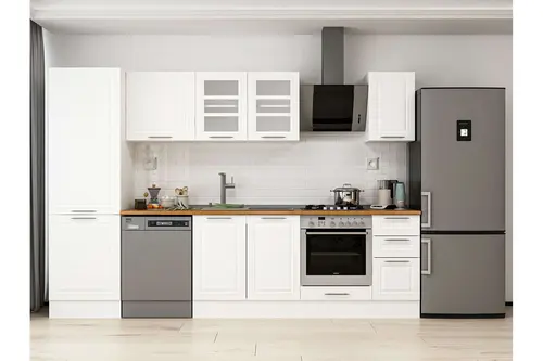 Alvinka 310X210 Cm Klasik Mebran Mutfak Dolabı, Mb E90B60S40 3 Mebran Beyaz Suntalam