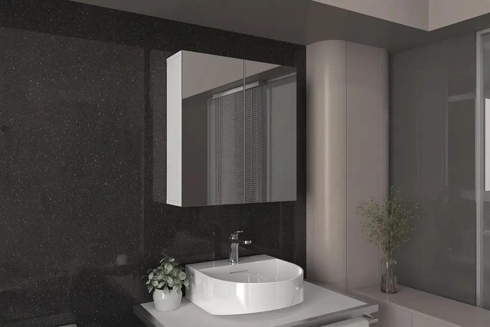 Binary Aynalı Banyo Üst Dolabı, Beyaz
