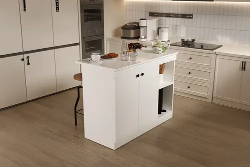 Yıldız Mutfak Adası Çok Amaçlı Dolap Masa, Beyaz