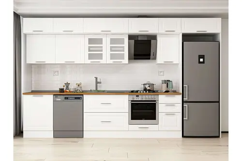 Alvinka 385X240 Cm Klasik Mebran Mutfak Dolabı, Mb E80S60S45 3 Mebran Beyaz Suntalam