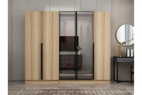 Nisa Plus 5 Kapaklı 2 Çekmece Dolap Dore Plus Dore Reflekte Cam