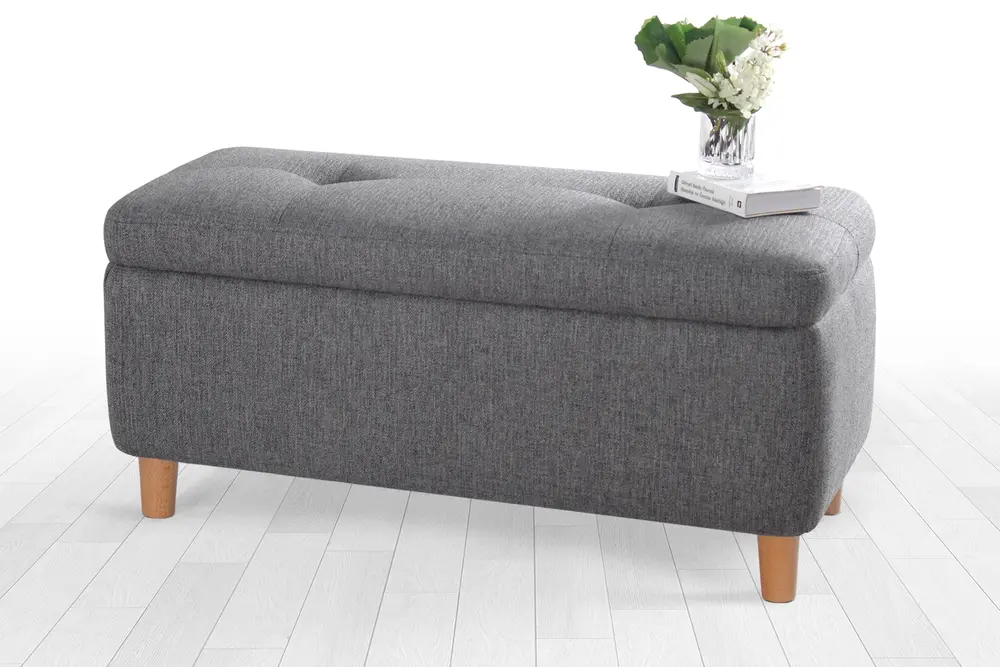 Rocio Sandıklı Bench Puf, Koyu Gri