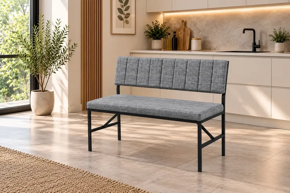 Melody 2 Kişilik Sırtlı Bench, Gri, 90 Cm