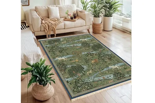 Orman Masalı Baskılı Dokuma Taban Halı, 308 Yng, 60X120 Cm
