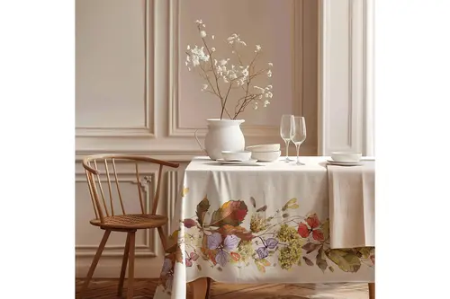 Sonbahar Yaprakları Pamuk Masa Örtüsü, 100X100 Cm