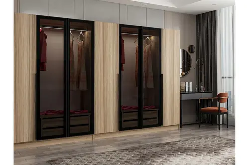 Kale Plus 7 Kapaklı 4Ç Dolap Dore Plus Dore Füme Cam 190Cm