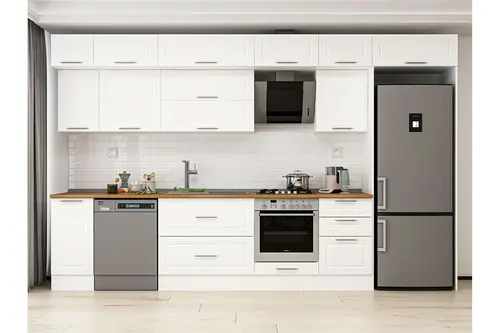 Alvinka 380X240 Cm Klasik Mebran Mutfak Dolabı, Mb E90S40S50 2 Mebran Beyaz Suntalam