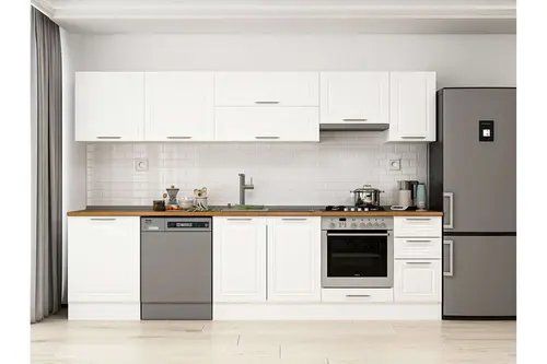 Alvinka 310X210 Cm Klasik Mebran Mutfak Dolabı, M E90S60S40 1 Mebran Beyaz Suntalam