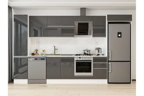 Alvinka 370X222 Cm Mutfak Dolabı, Mbb E80B45S45 2 Antrasit Suntalam