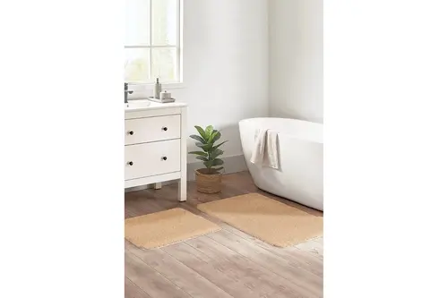 Mino Kaydırmaz Taban İkili Banyo Paspası, Bej, 60X100-50X60