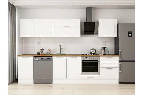 Alvinka 320X210 Cm Klasik Mebran Mutfak Dolabı, M E90S50S60 2 Mebran Beyaz Suntalam