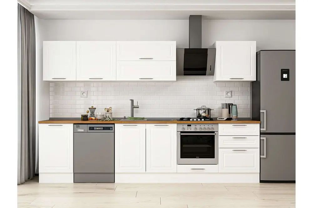 Alvinka 320X210 Cm Klasik Mebran Mutfak Dolabı, M E90S50S60 2 Mebran Beyaz Suntalam
