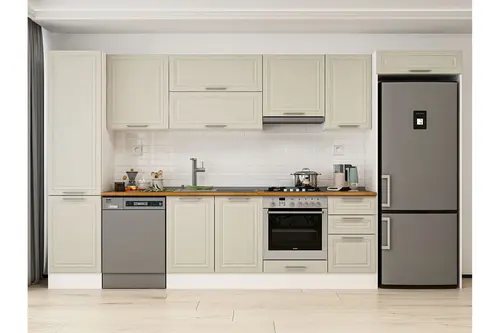 Alvinka 375X222 Cm Klasik Mebran Mutfak Dolabı, Mbb E80B50S45 1 Mebran Kumtaşı Suntalam