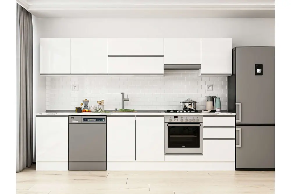 Alvinka 300X210 Cm Mutfak Dolabı, M E80S50S50 1 Beyaz Suntalam