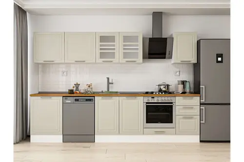 Alvinka 305X210 Cm Klasik Mebran Mutfak Dolabı, M E80S60S45 3 Mebran Kumtaşı Suntalam