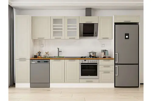 Alvinka 380X222 Cm Klasik Mebran Mutfak Dolabı, Mbb E90B45S45 3 Mebran Kumtaşı Suntalam