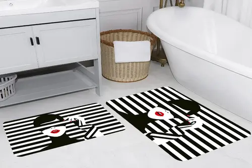 Rovigo Home Dijital Baskılı İkili Banyo Paspas Takımı, Rvg5236