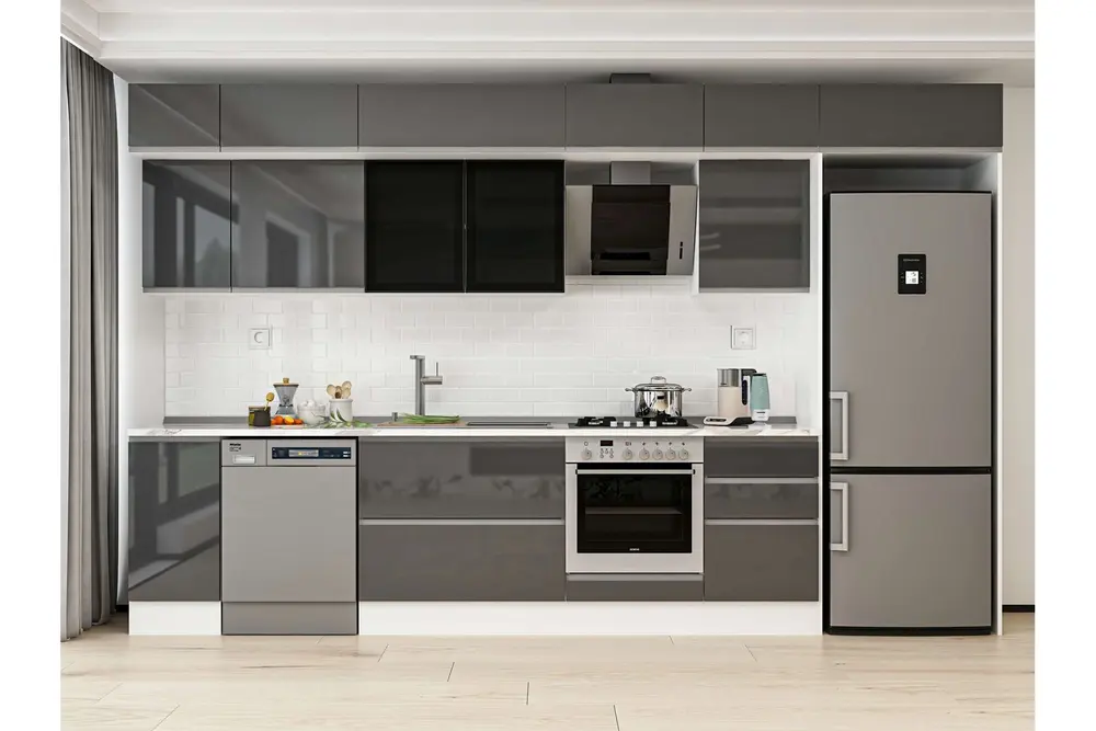 Alvinka 370X240 Cm Mutfak Dolabı, Mb E80S40S50 3 Antrasit Suntalam