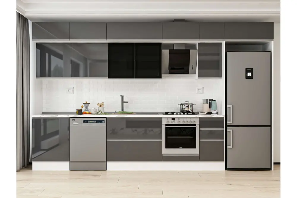 Alvinka 380X240 Cm Mutfak Dolabı, Mb E80S60S40 3 Antrasit Suntalam