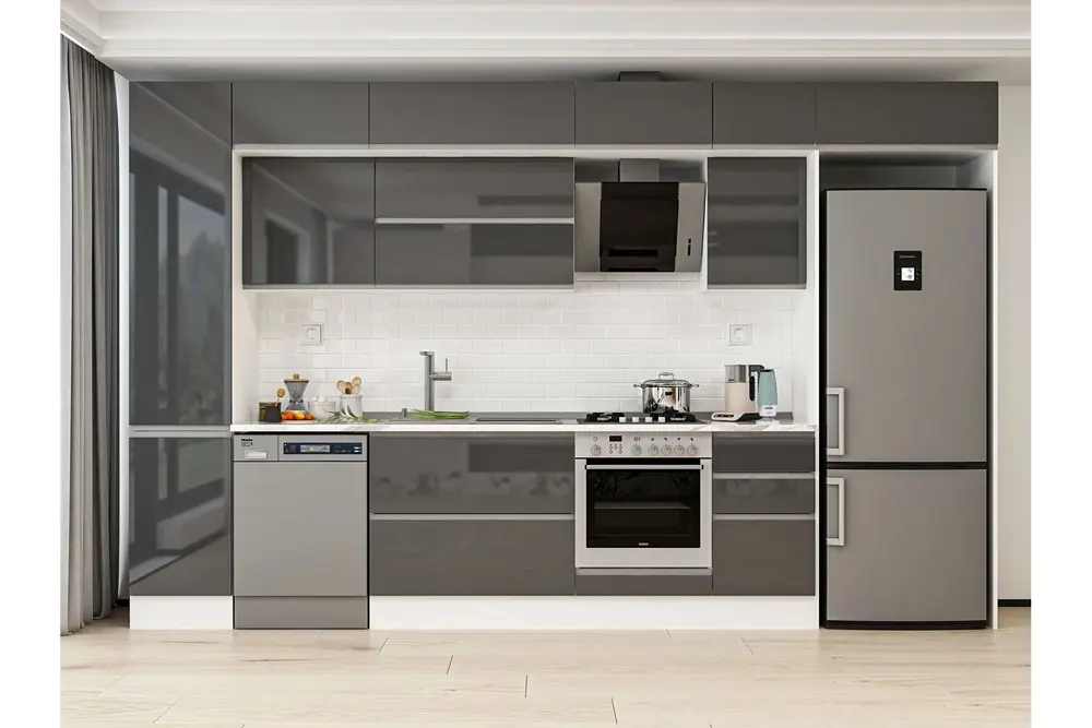 Alvinka 380X240 Cm Mutfak Dolabı, Mbb E90B45S45 2 Antrasit Suntalam