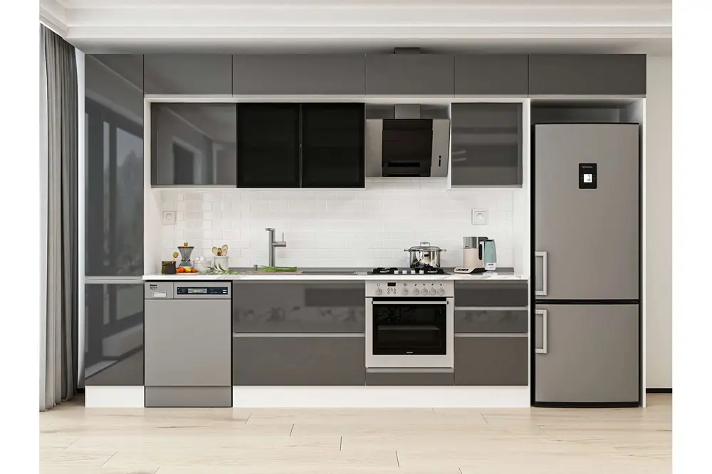Alvinka 380X240 Cm Mutfak Dolabı, Mbb E90B40S50 3 Antrasit Suntalam