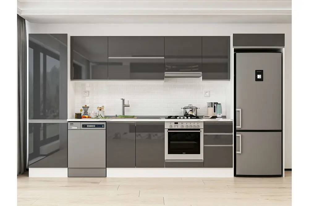 Alvinka 385X222 Cm Mutfak Dolabı, Mbb E80B60S45 1 Antrasit Suntalam