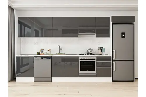 Alvinka 390X222 Cm Mutfak Dolabı, Mb E80S60S50 1 Antrasit Suntalam