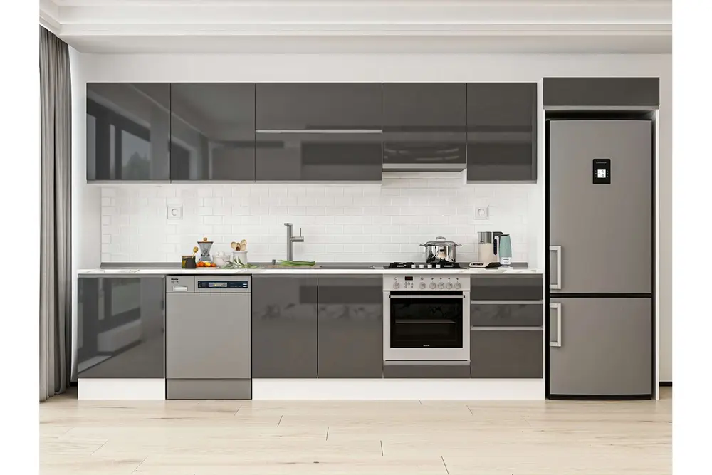 Alvinka 390X222 Cm Mutfak Dolabı, Mb E80S60S50 1 Antrasit Suntalam