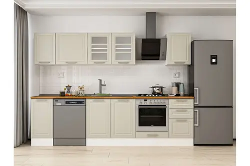Alvinka 295X210 Cm Klasik Mebran Mutfak Dolabı, M E90S40S45 3 Mebran Kumtaşı Suntalam