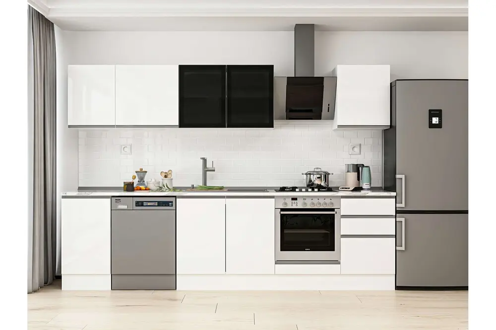 Alvinka 305X210 Cm Mutfak Dolabı, M E90S45S50 3 Beyaz Suntalam