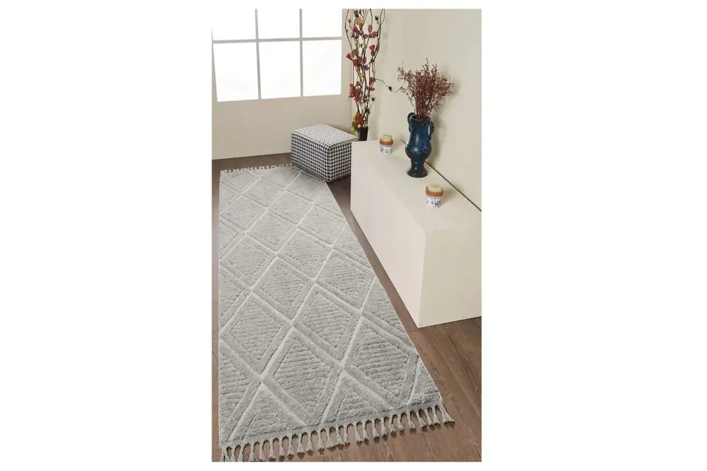 Elit Bukleli Yumuşak Peluş Post Shaggy Halı, K742B, 60X110