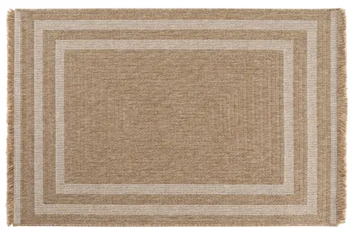 Halımax İndia Jüt Halı 668, Beyaz Çerçeveli, 120X180