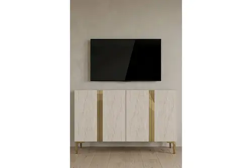Anka Konsol Ve Tv Sehpası Beyaz Traverten Gold 120 Cm Ka1298Btg