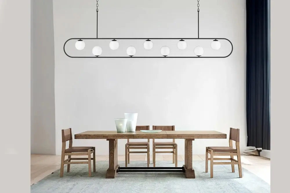 Jale Beyaz Camlı Siyah Kasalı Avize, 250 Cm
