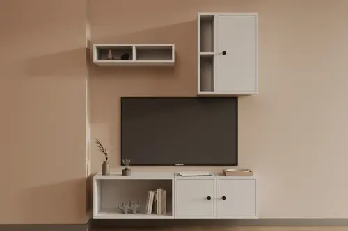 Leron 3 Kapaklı Yüksek Kapasiteli Tv Sehpası Açık Bölmeli Modern Salon Organizeri Mst Tvt 1052