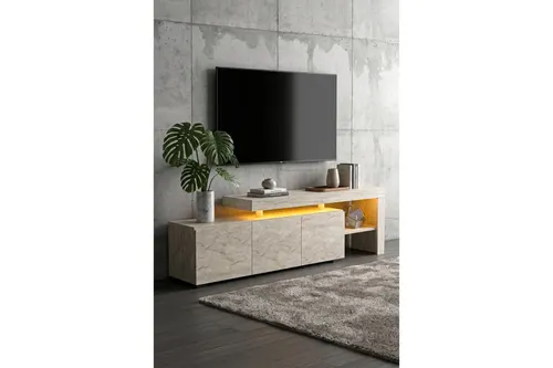 Luma Led Işıklı Tv Ünitesi, Krem, 160 Cm