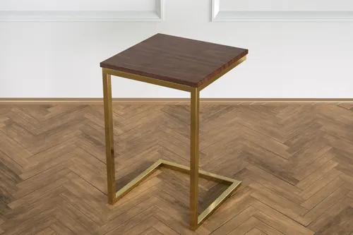 Potrica C Sehpa Pirinç Ayak Ceviz Tabla
