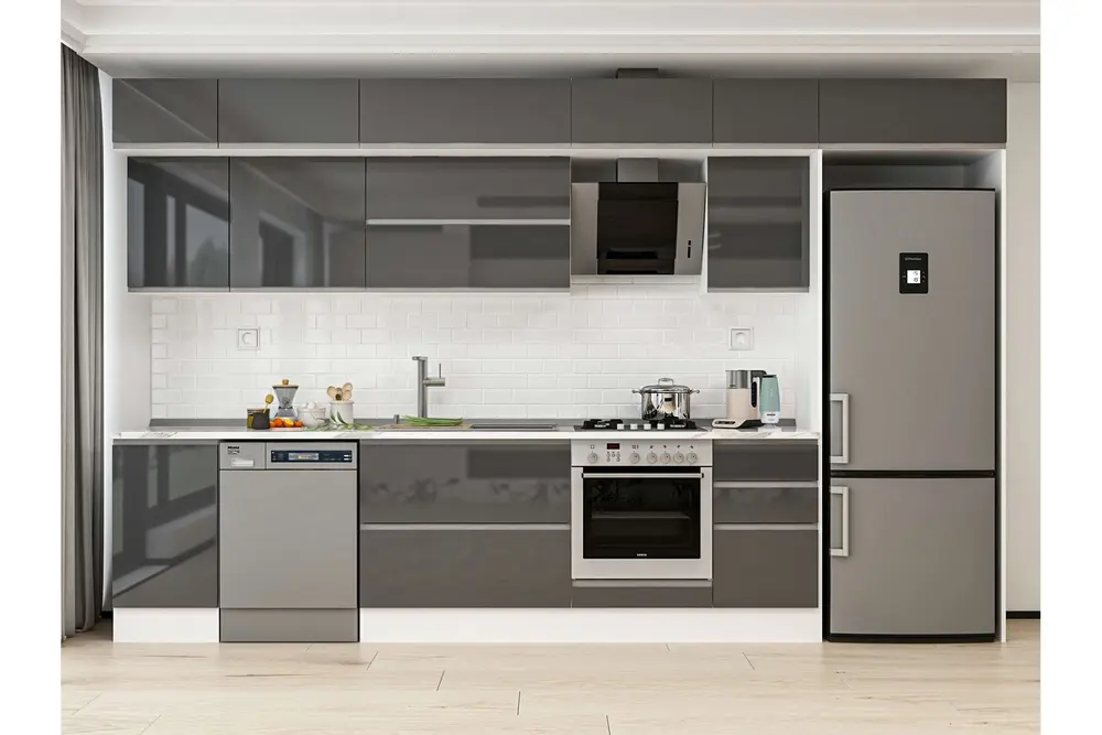 Alvinka 370X240 Cm Mutfak Dolabı, Mb E80S45S45 2 Antrasit Suntalam