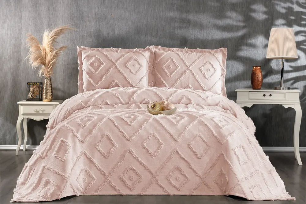 Çapa Home Harmony Yatak Örtüsü, Çift Kişilik, Pudra