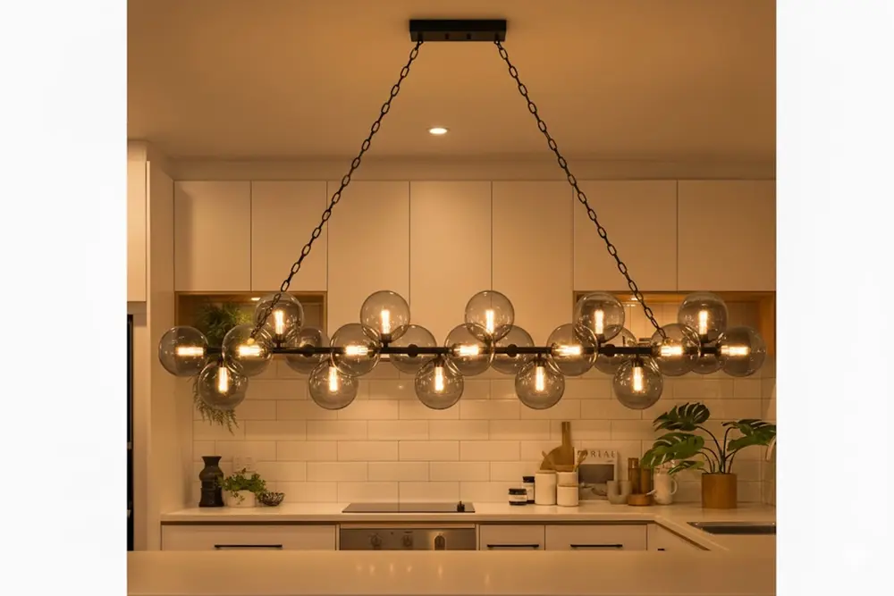 Çubuk Yirmi İki Füme Camlı Sıralı Avize, 180 Cm