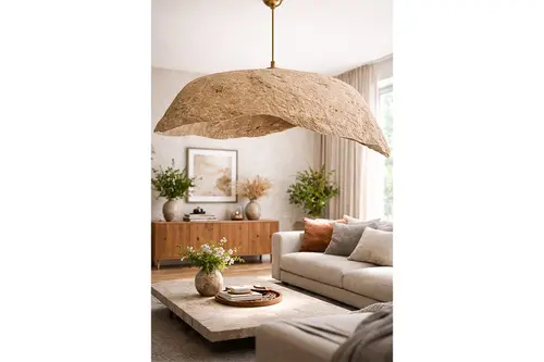 Handmade Wabi Sabi Karbon Beton Avize, Terranis
