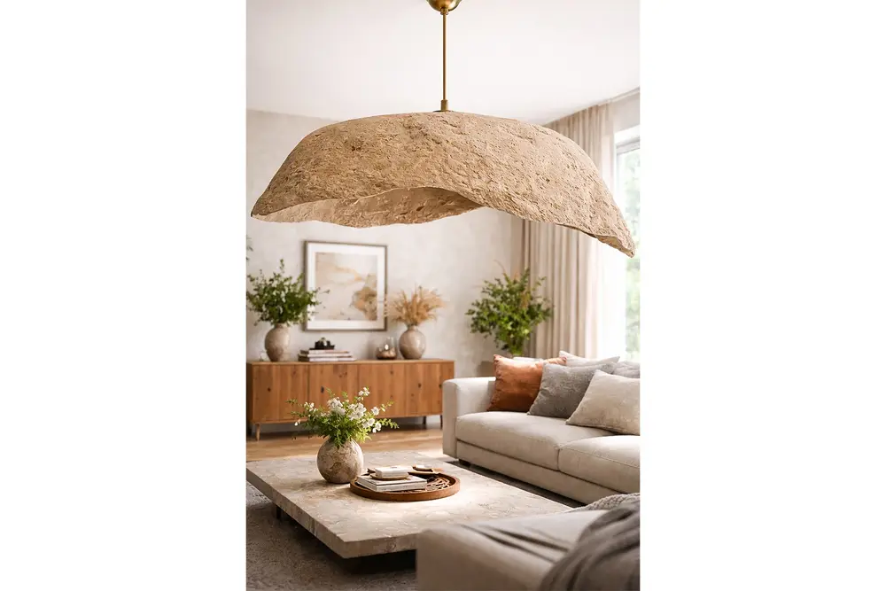 Handmade Wabi Sabi Karbon Beton Avize, Terranis