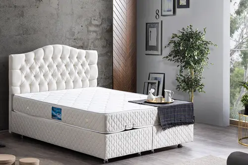 Zümrüt New Baza Başlık Ve Orthosoft Yatak, Krem, 90X190