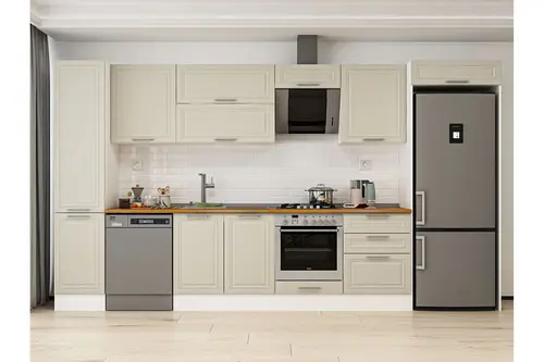 Alvinka 385X222 Cm Klasik Mebran Mutfak Dolabı, Mbb E80B45S60 2 Mebran Kumtaşı Suntalam