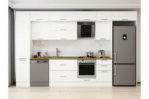 Alvinka 385X240 Cm Klasik Mebran Mutfak Dolabı, Mbb E90B45S50 2 Mebran Beyaz Suntalam