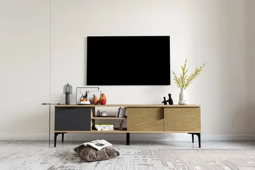 Alonex Tarz Tv Ünitesi, Metal Kulp, Kahve, Antrasit, 180 Cm
