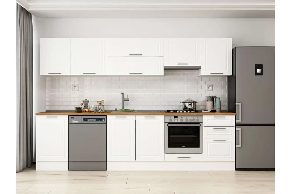 Alvinka 310X210 Cm Klasik Mebran Mutfak Dolabı, M E90S50S50 1 Mebran Beyaz Suntalam