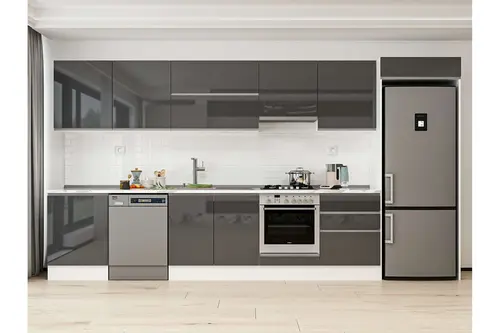 Alvinka 400X222 Cm Mutfak Dolabı, Mb E80S60S60 1 Antrasit Suntalam