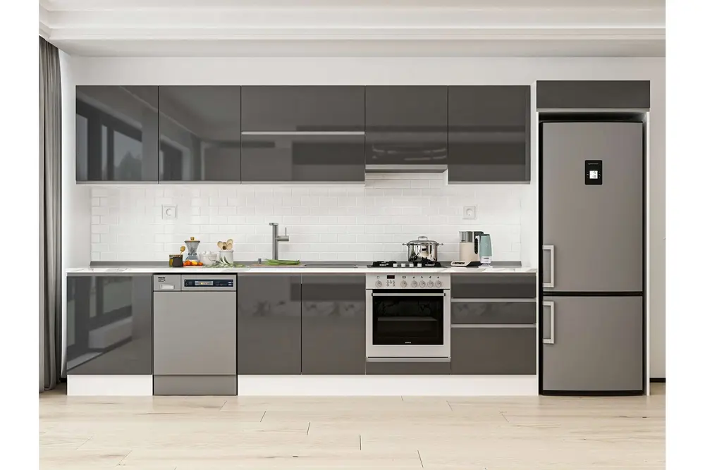 Alvinka 400X222 Cm Mutfak Dolabı, Mb E80S60S60 1 Antrasit Suntalam