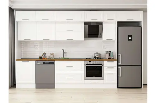 Alvinka 380X240 Cm Klasik Mebran Mutfak Dolabı, Mb E80S60S40 2 Mebran Beyaz Suntalam